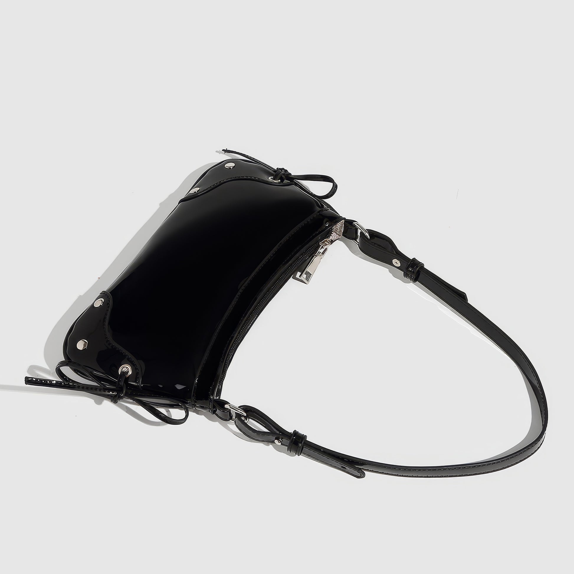 Lace Tie Patent Mini Shoulder Bag