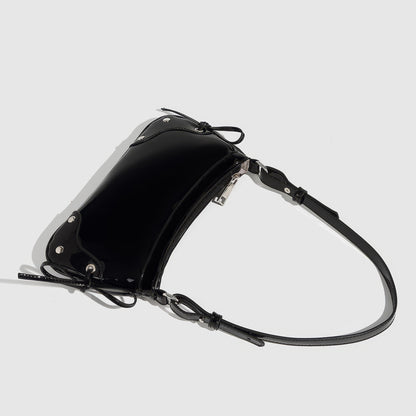 Lace Tie Patent Mini Shoulder Bag