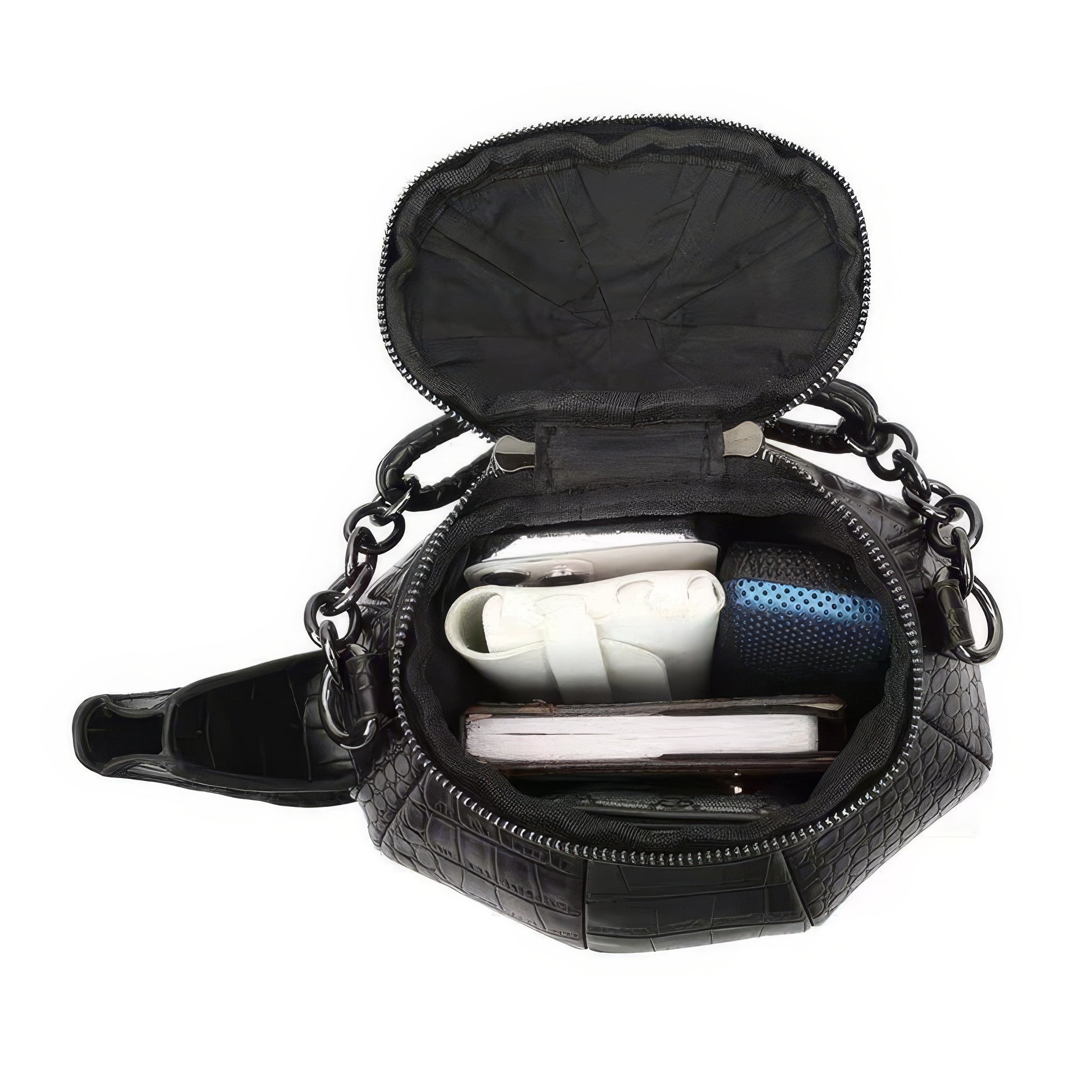 Croc-Embossed Teapot Crossbody Bag