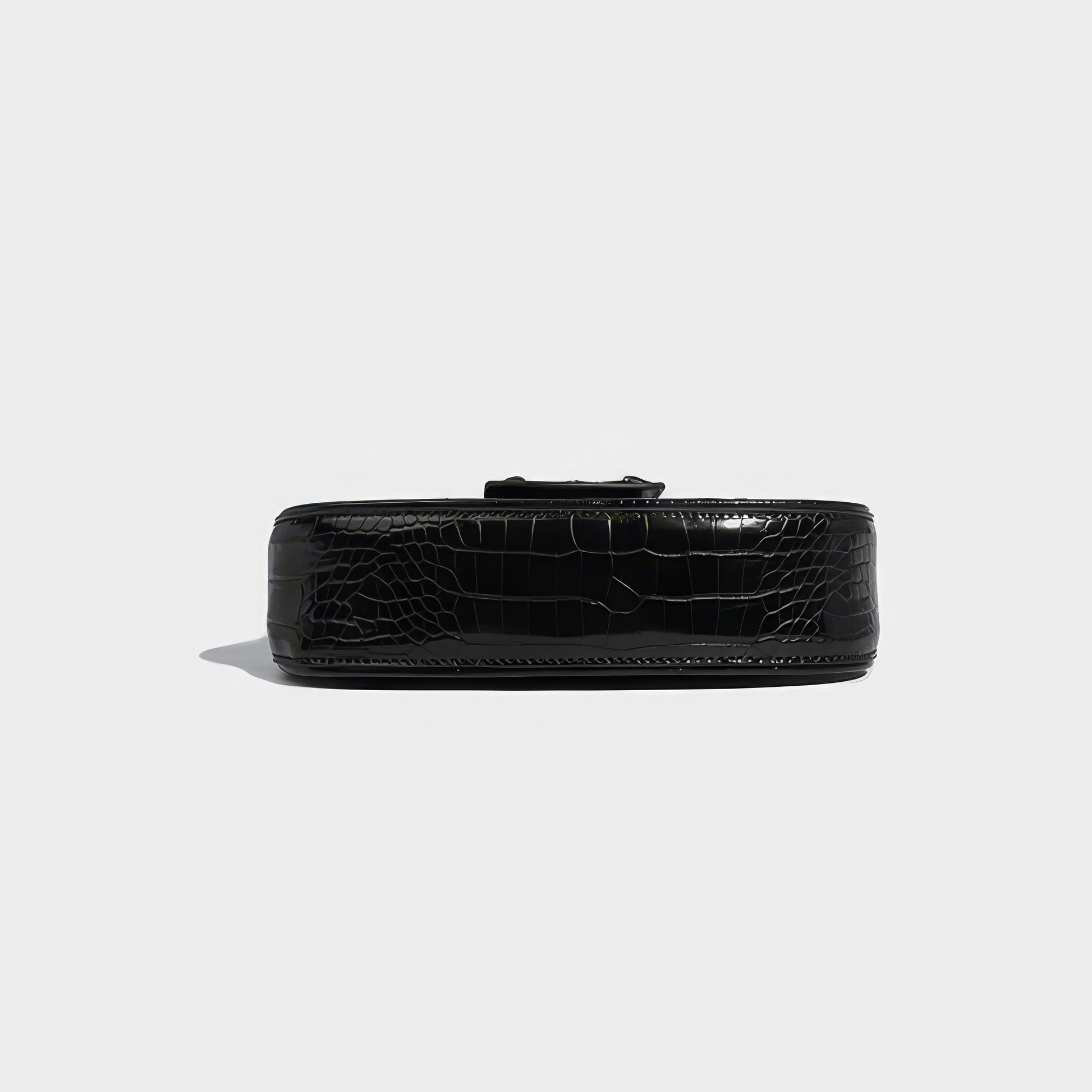 Heart Buckle Croc-Embossed Shoulder Bag
