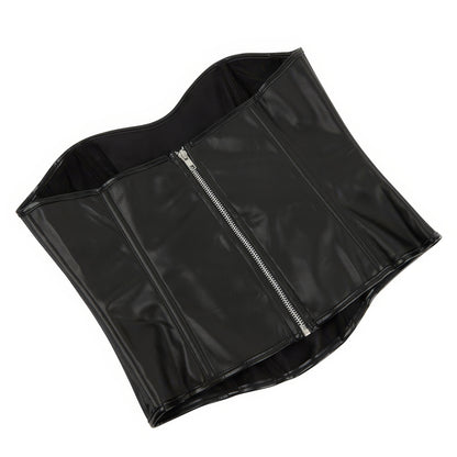 Cutout Faux Leather Corset Top
