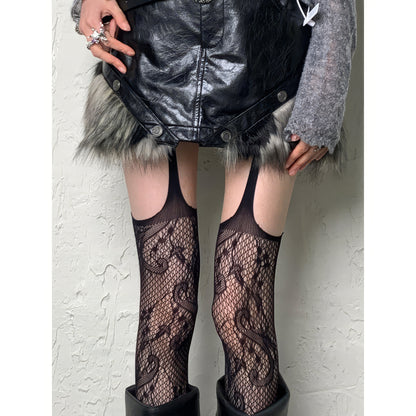 Baroque Scroll Lace Cutout Tights