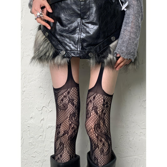 Baroque Scroll Lace Cutout Tights
