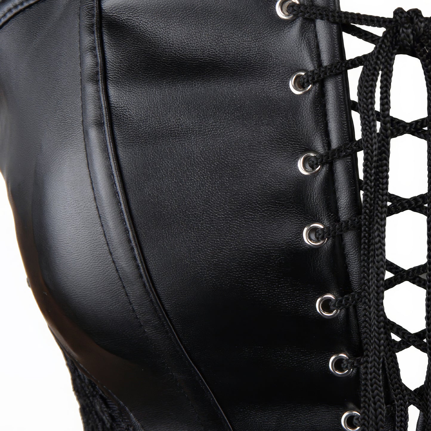 Lace Panel Faux Leather Corset Dress