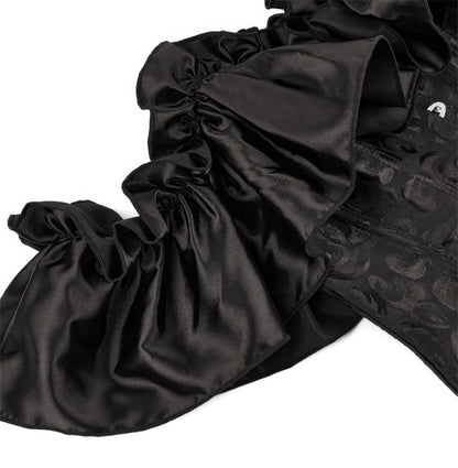 Ruffled Satin Off Shoulder Jacquard Corset