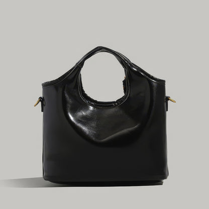 Glossy Round Handle Patent Tote Bag
