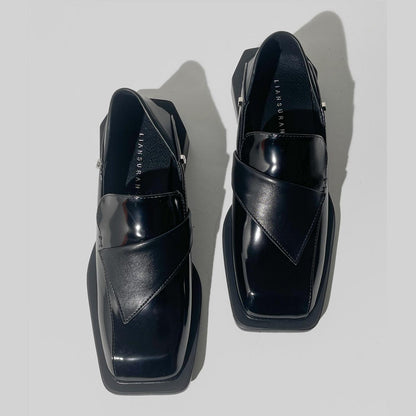 Geometric Square-Toe Loafers