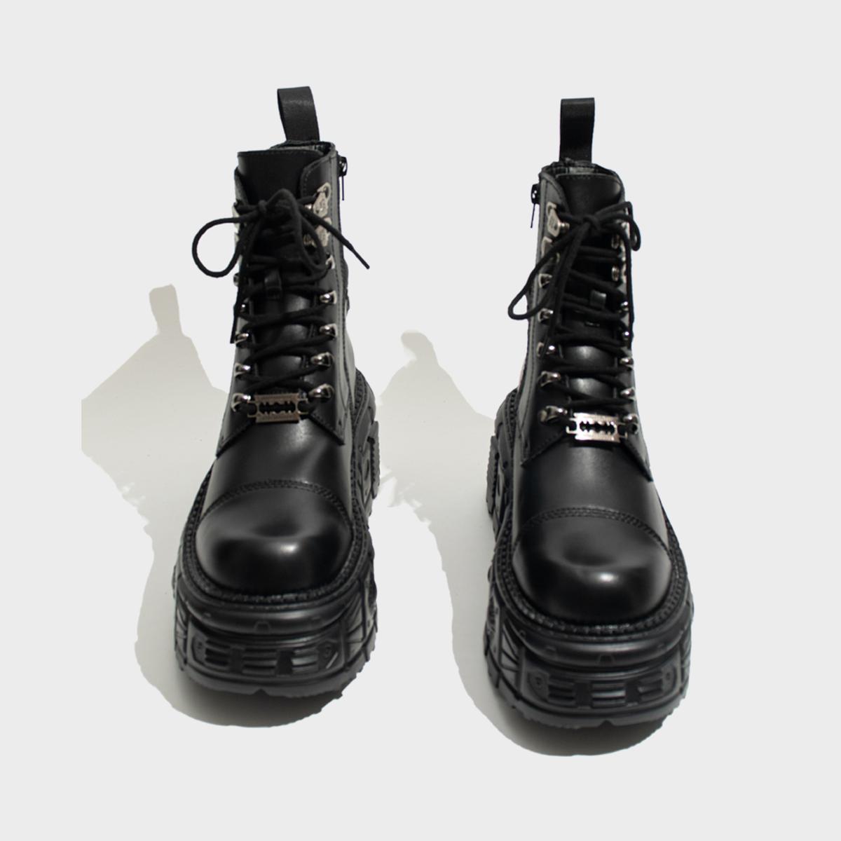 Black Industrial Hardware Platform Boots