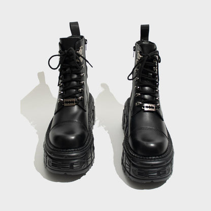 Black Industrial Hardware Platform Boots