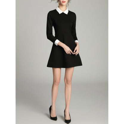 Contrast Collar Cuff Mini Dress