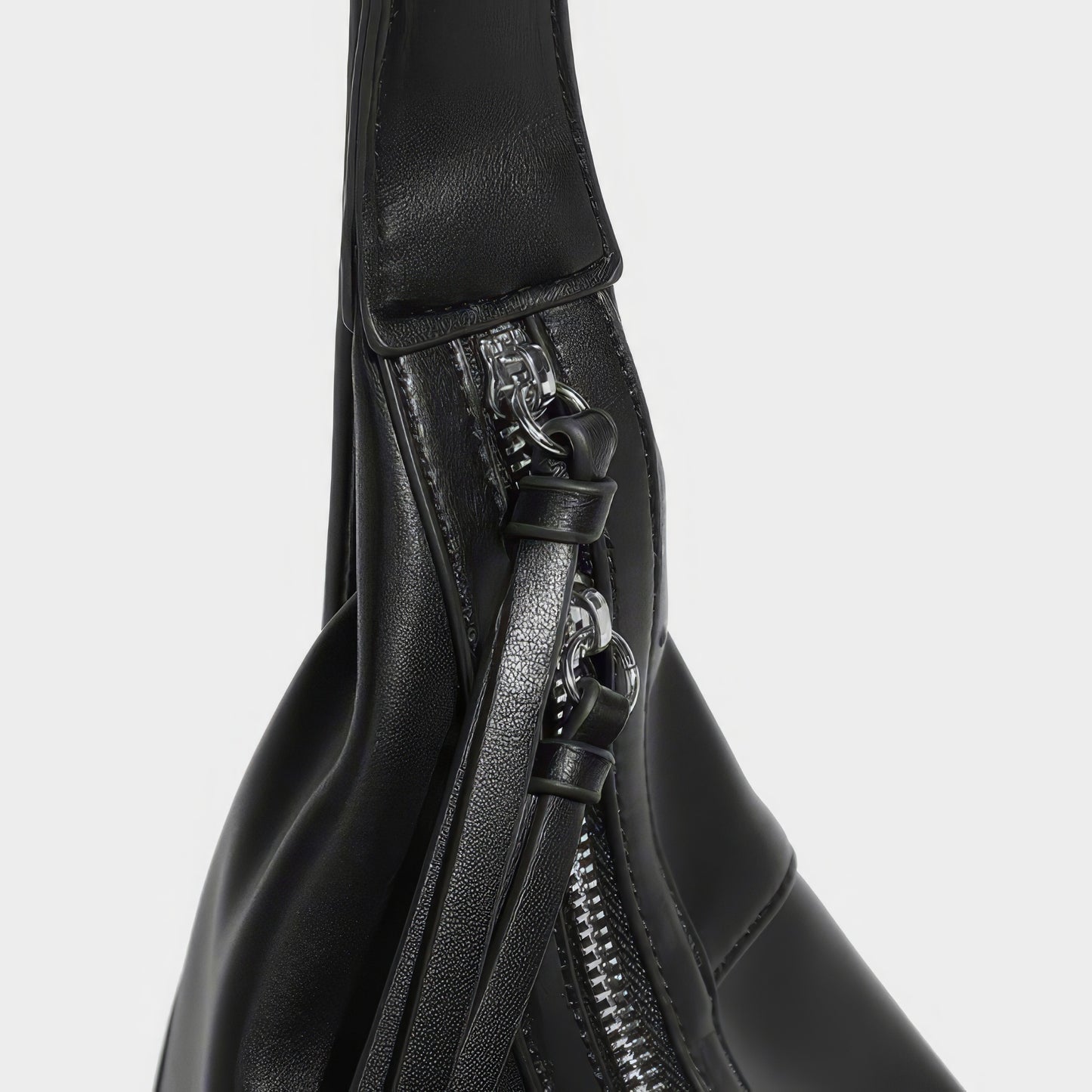 Curved Faux Leather Crescent Shoulder Bag