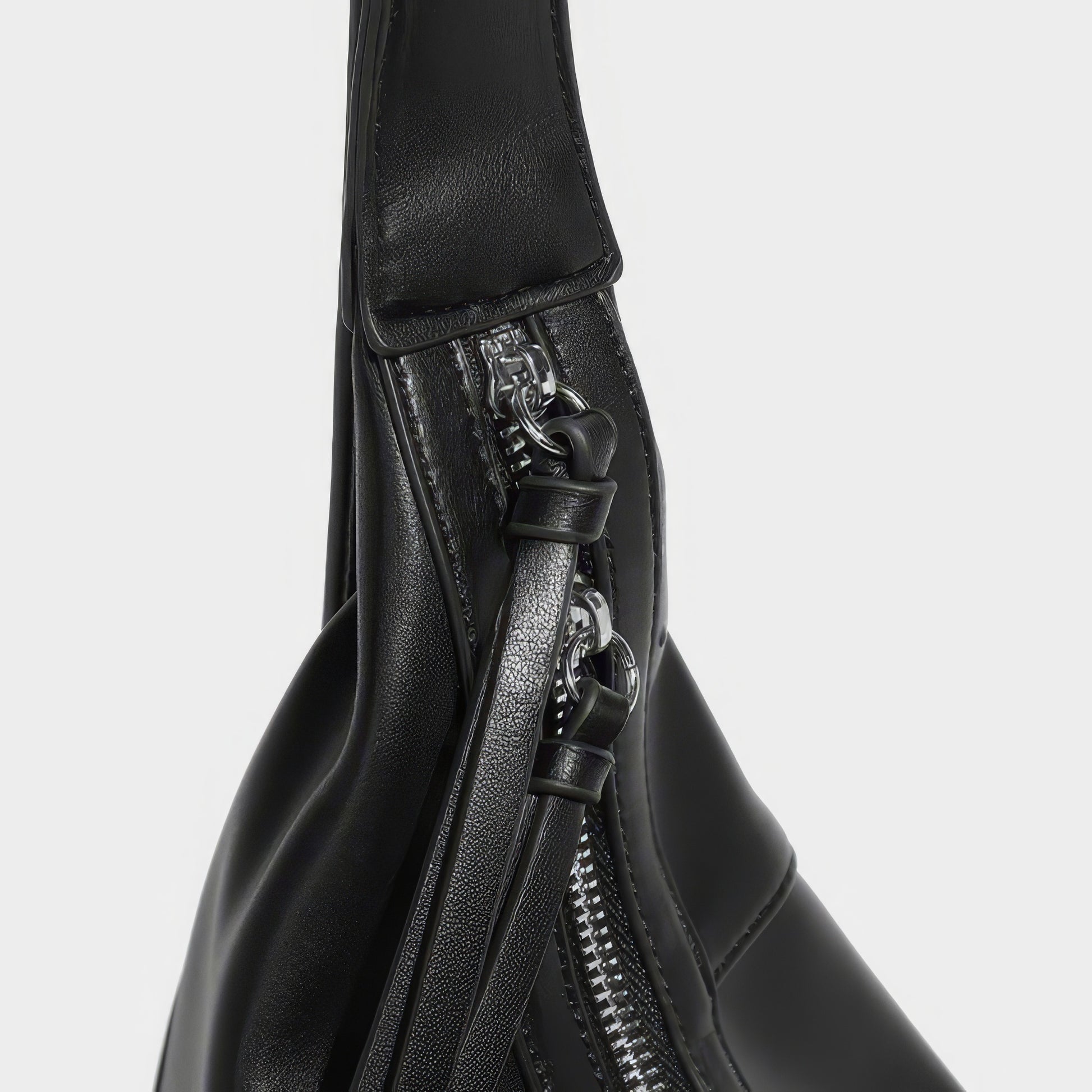 Curved Faux Leather Crescent Shoulder Bag