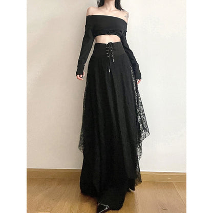 Corset Lace Maxi Skirt