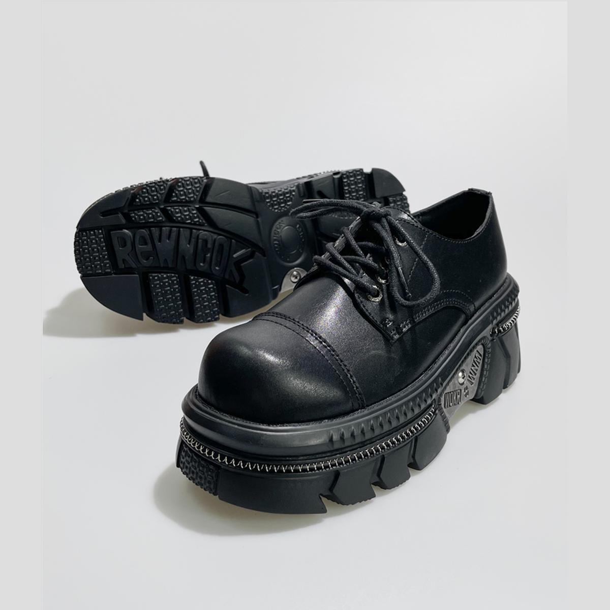 Black Chunky Metal-Accent Oxfords