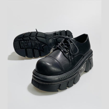 Black Chunky Metal-Accent Oxfords