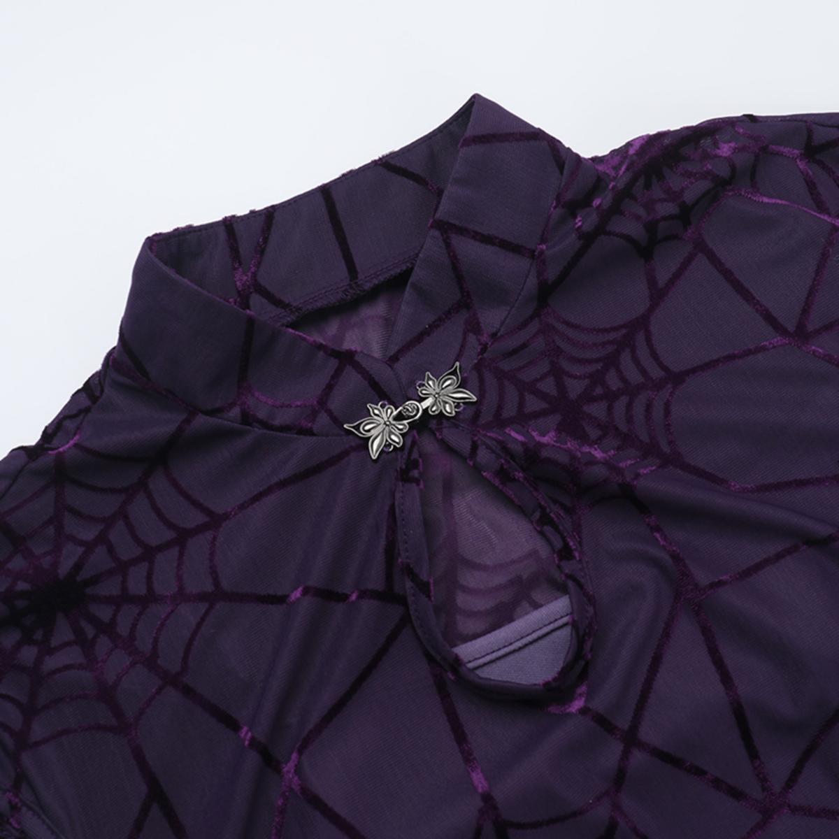 Spiderweb Mesh Cheongsam Dress