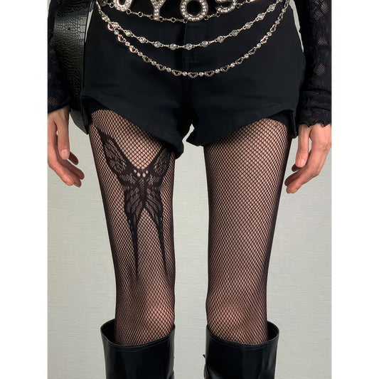 Butterfly Print Fishnet Tights
