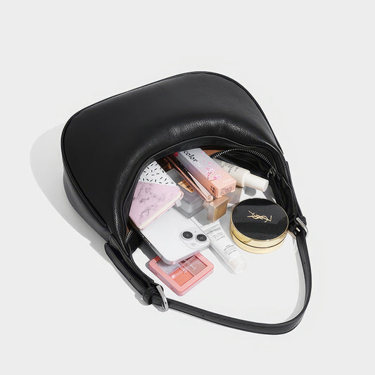Soft Curved Faux Leather Shoulder Bag