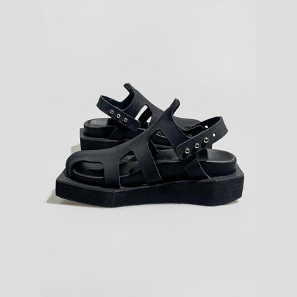 Black Cutout Platform Sandals