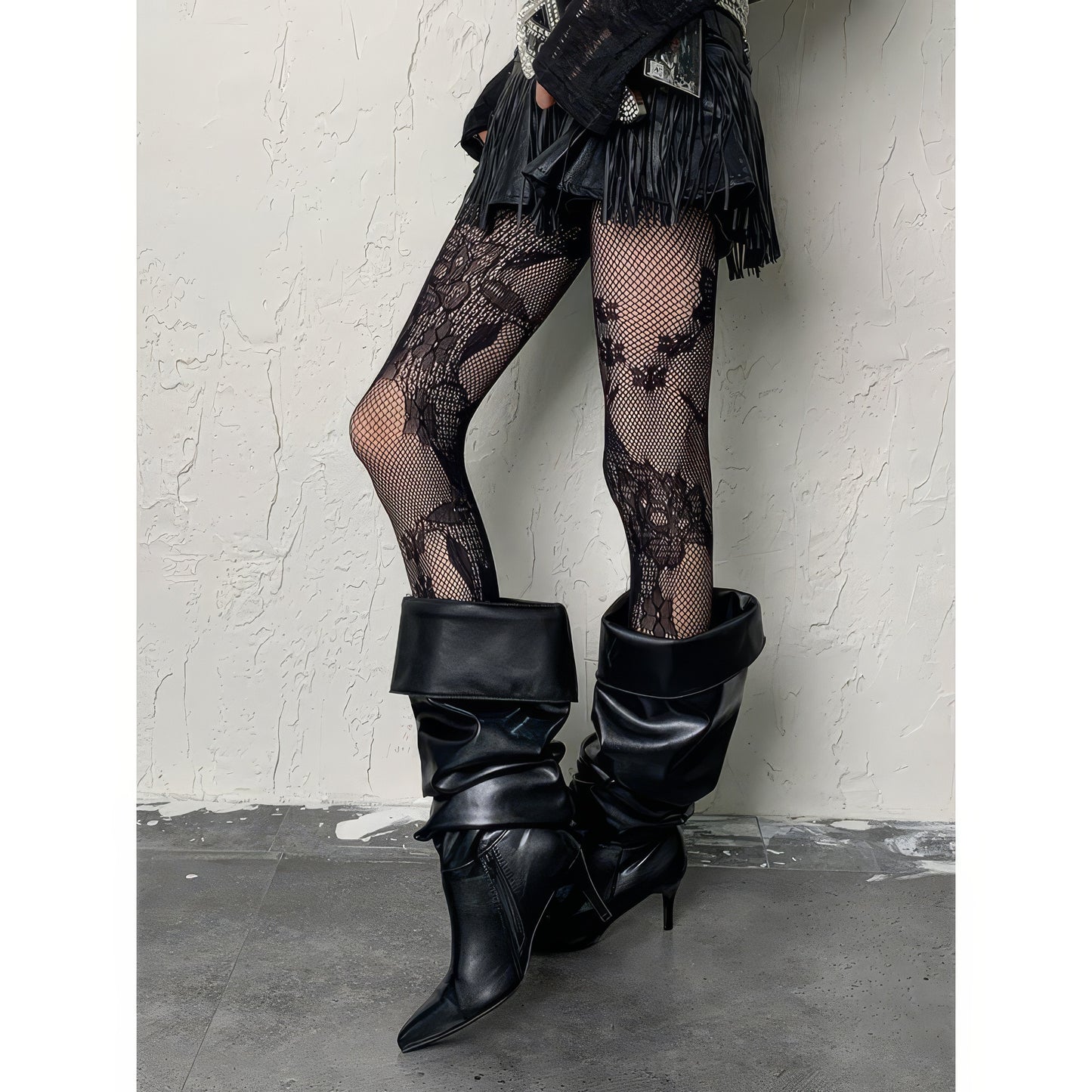 Floral Lace Fishnet Tights