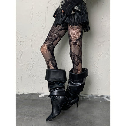 Floral Lace Fishnet Tights