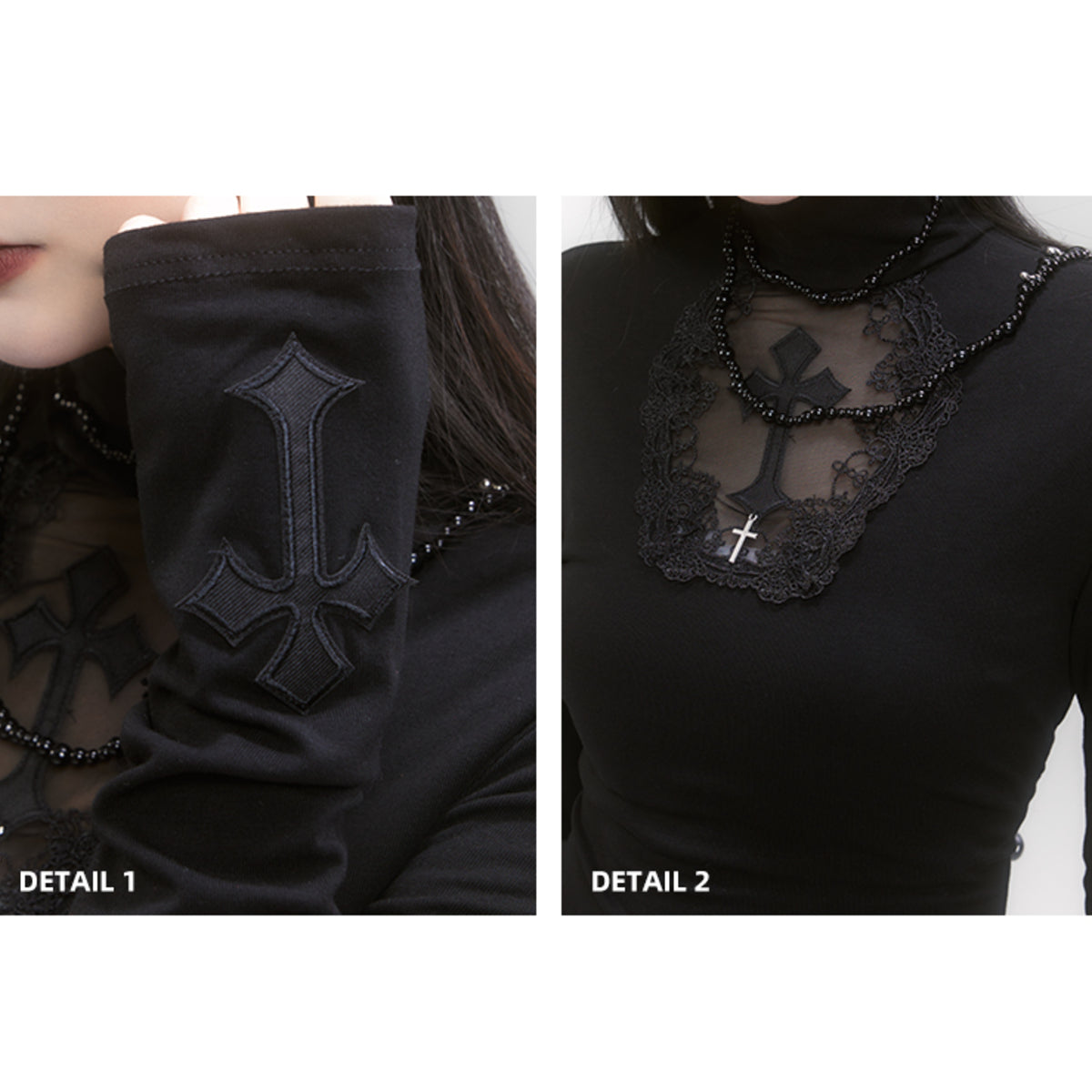 Black Sheer Panel Turtleneck