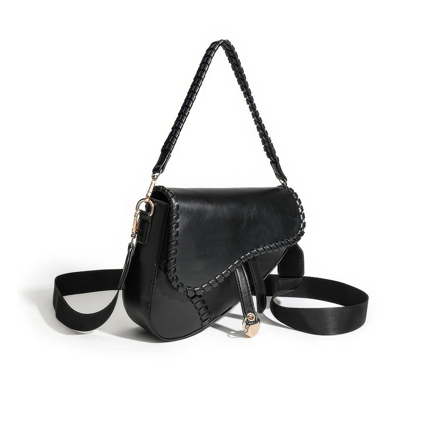 Asymmetrical Saddle Stitch Shoulder Bag