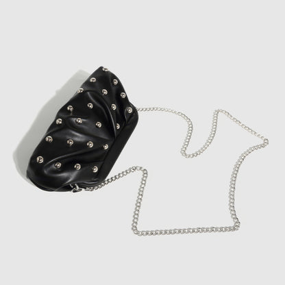 Ruched Dome Stud Chain Clutch