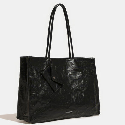 Glossy Crinkle Texture Shopper Bag