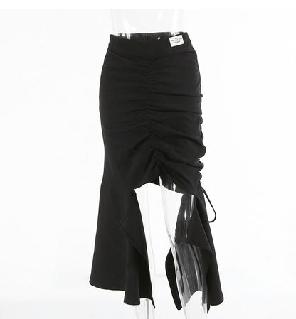 Ruched High-Slit Maxi Skirt