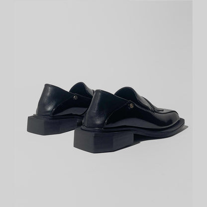 Geometric Square-Toe Loafers
