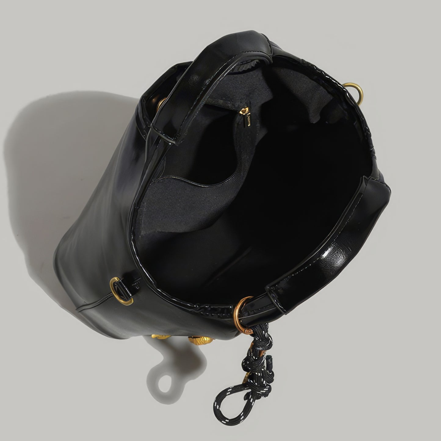 Glossy Round Handle Patent Tote Bag