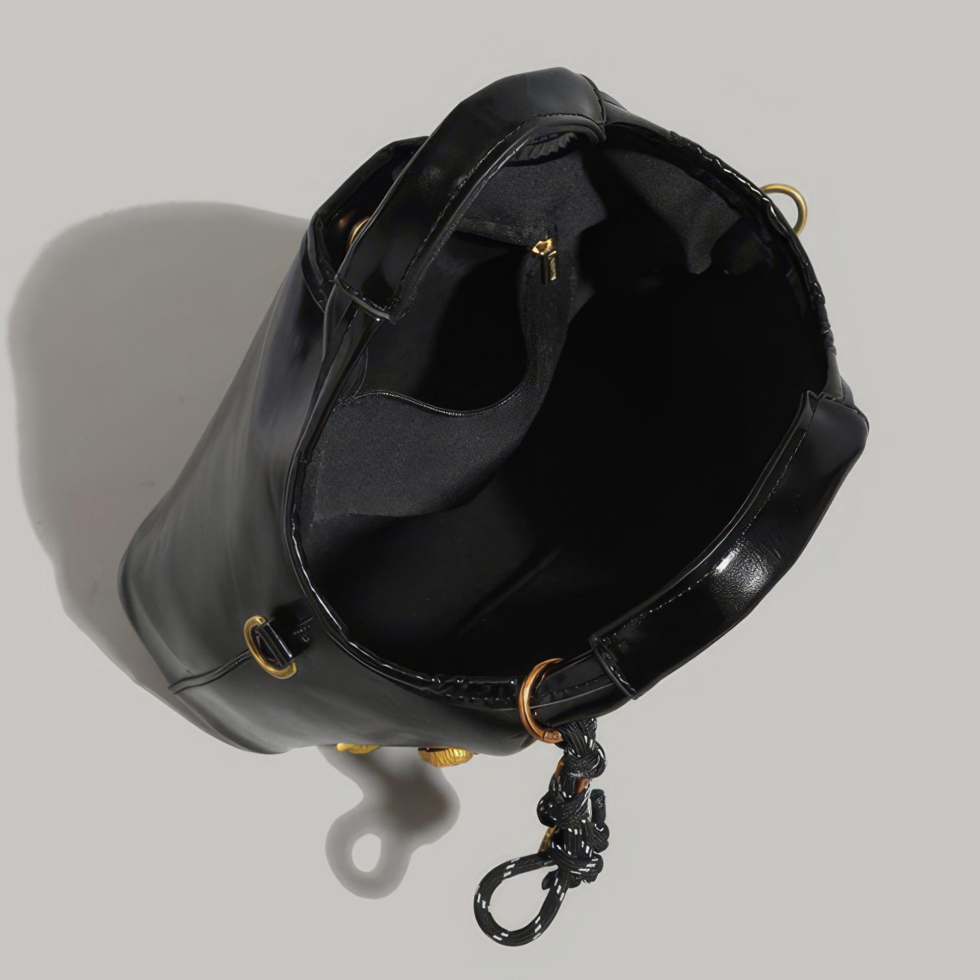 Glossy Round Handle Patent Tote Bag