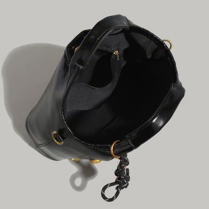 Glossy Round Handle Patent Tote Bag