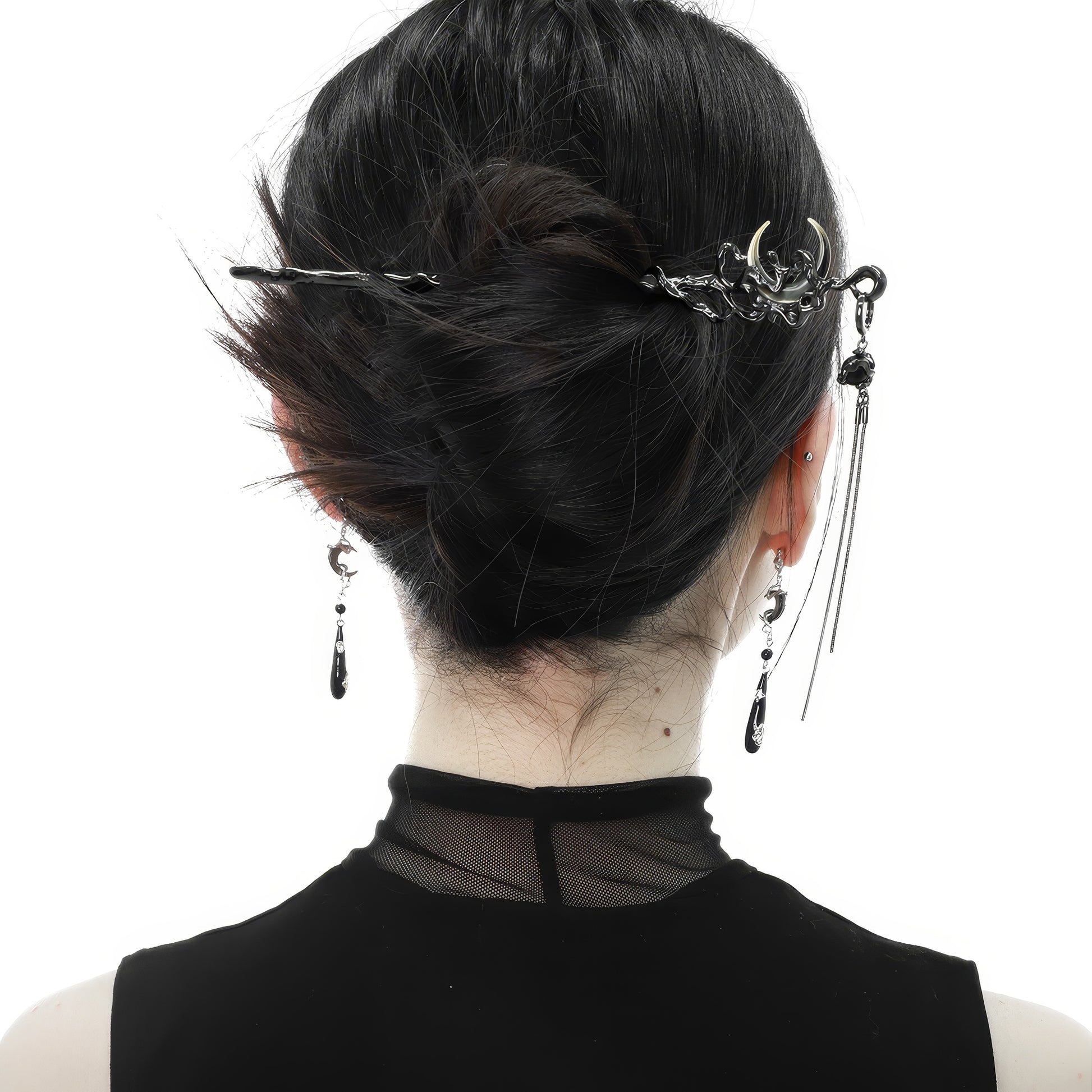 Moon Horn Black Hair Stick