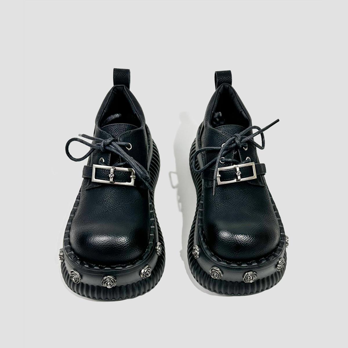 Rose Studded Platform Derby Shoes
