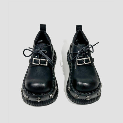 Rose Studded Platform Derby Shoes