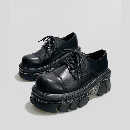 Black Chunky Metal-Accent Oxfords