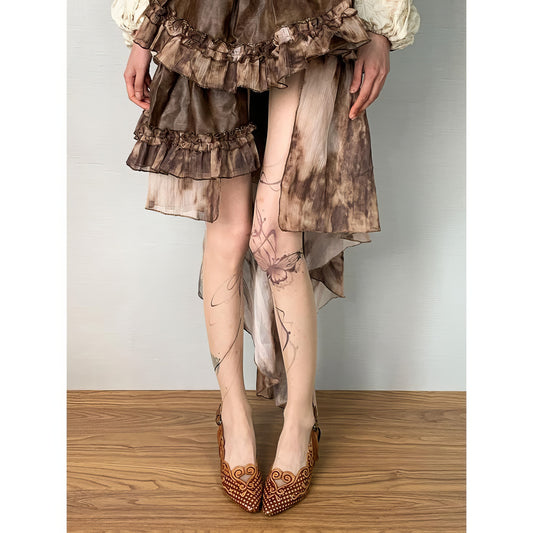 Tattoo Sheer Butterfly Printed Tights
