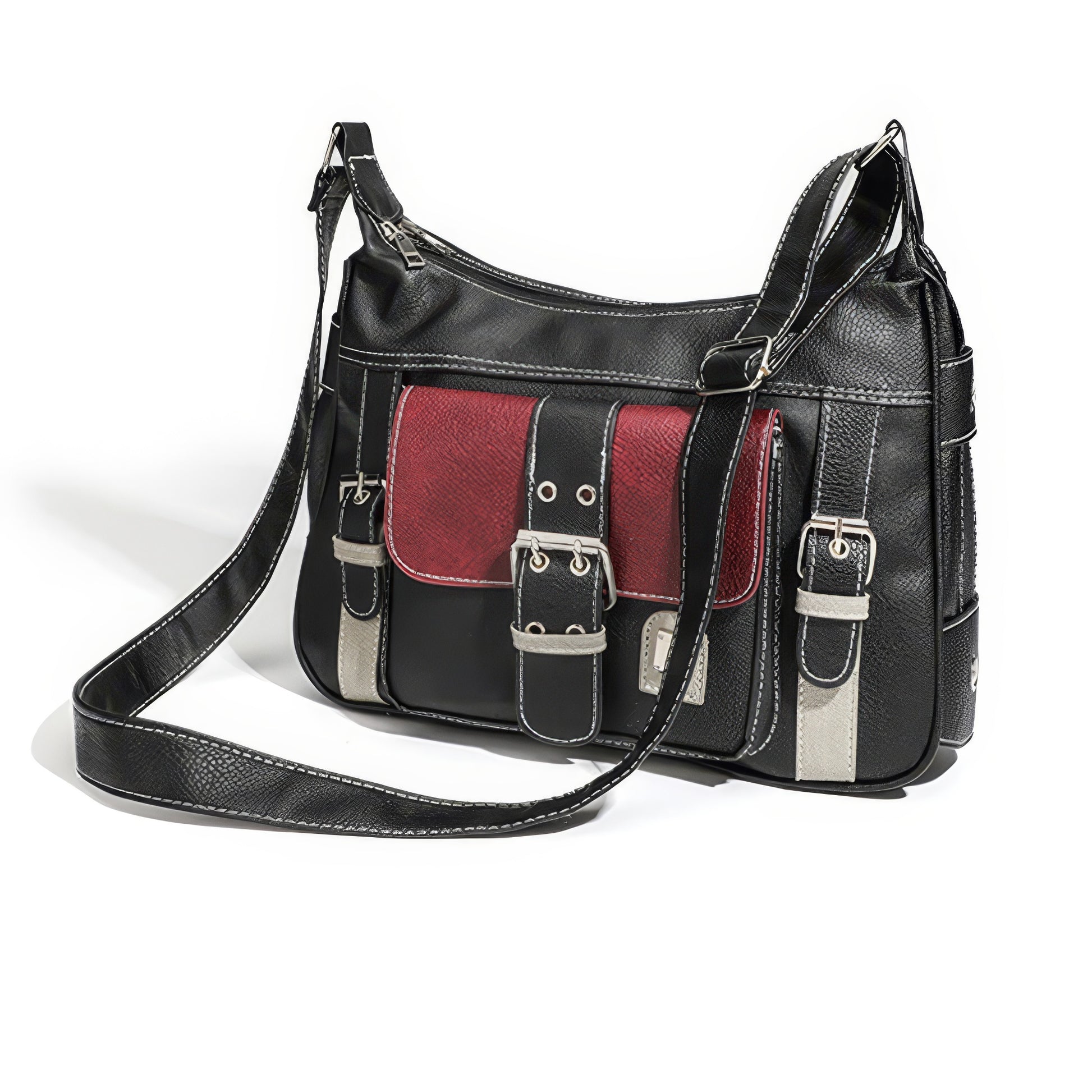 Colorblock Buckle Strap Shoulder Bag