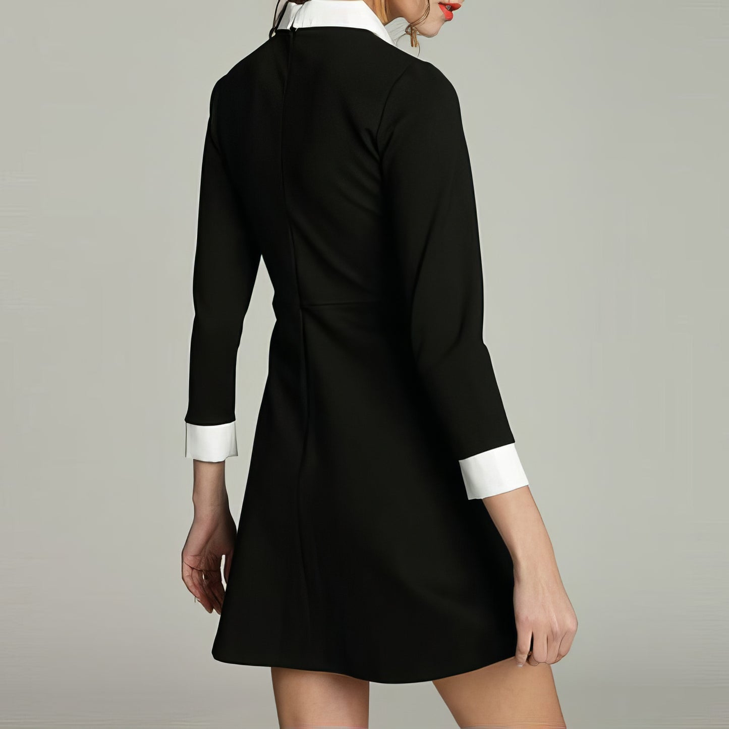 Contrast Collar Cuff Mini Dress