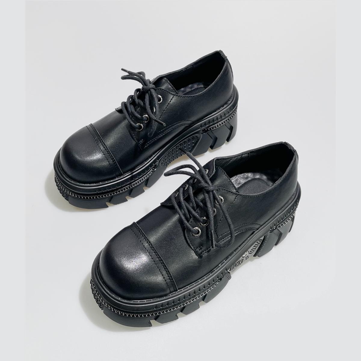 Black Chunky Metal-Accent Oxfords