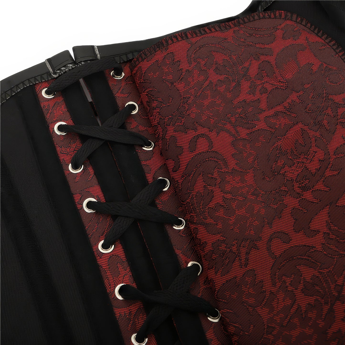 Studded Brocade Leather Trim Corset