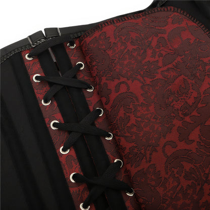 Studded Brocade Leather Trim Corset