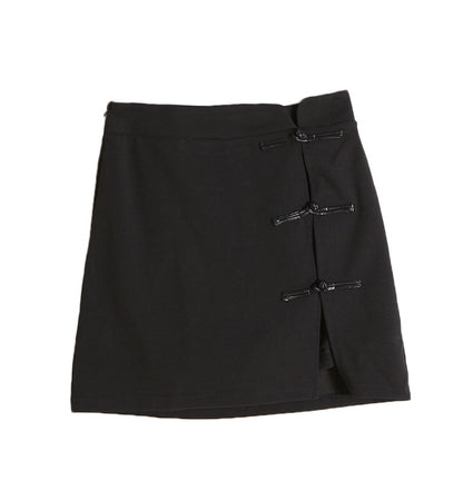 Frog Closure Slit Mini Skirt