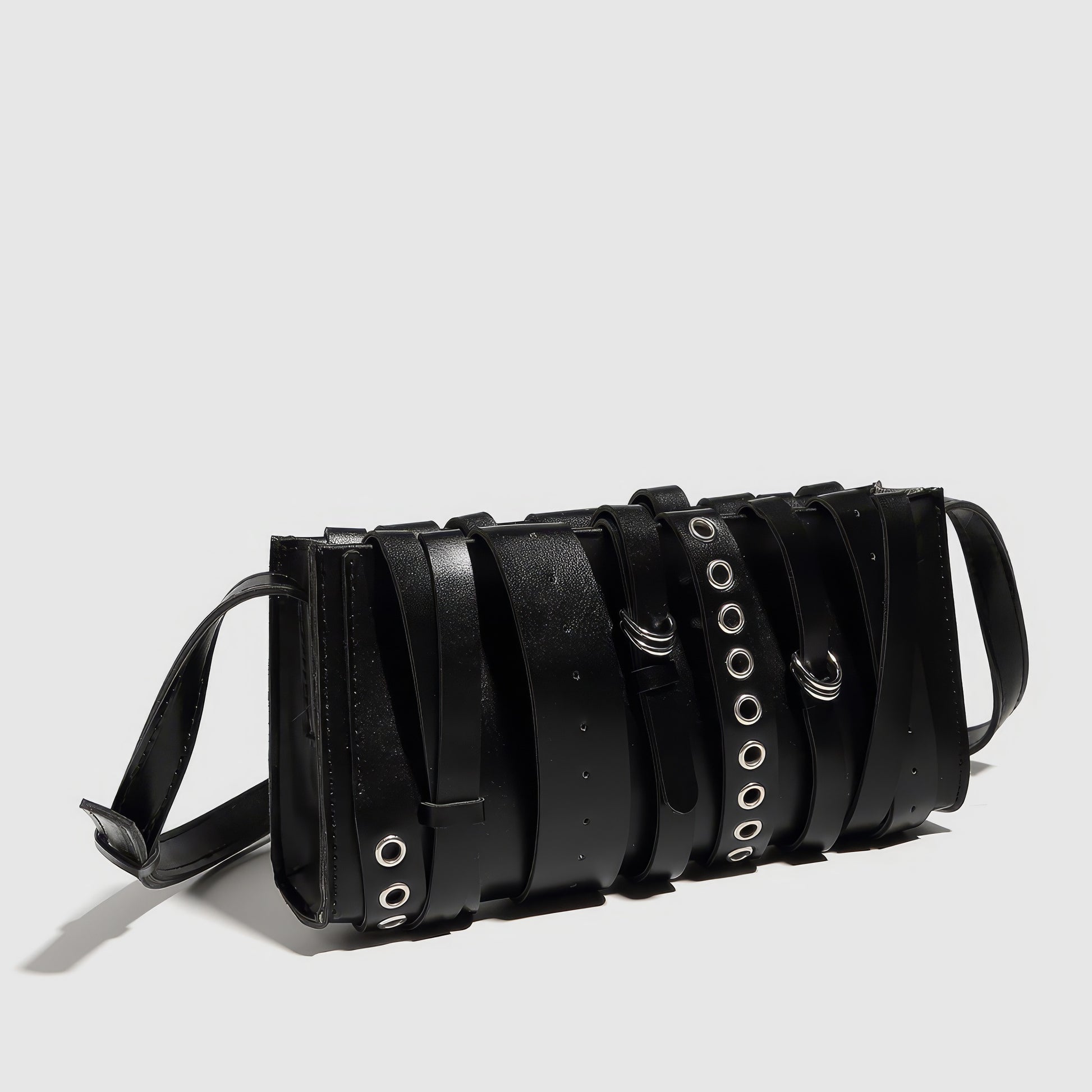 Layered Strap Buckle Detail Crossbody Bag