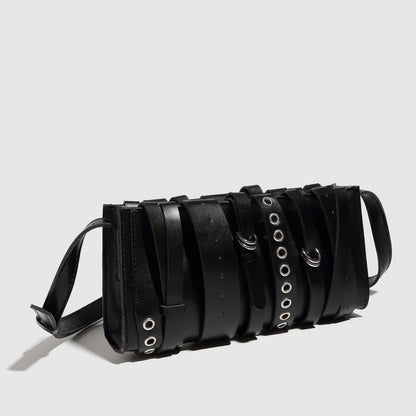 Layered Strap Buckle Detail Crossbody Bag