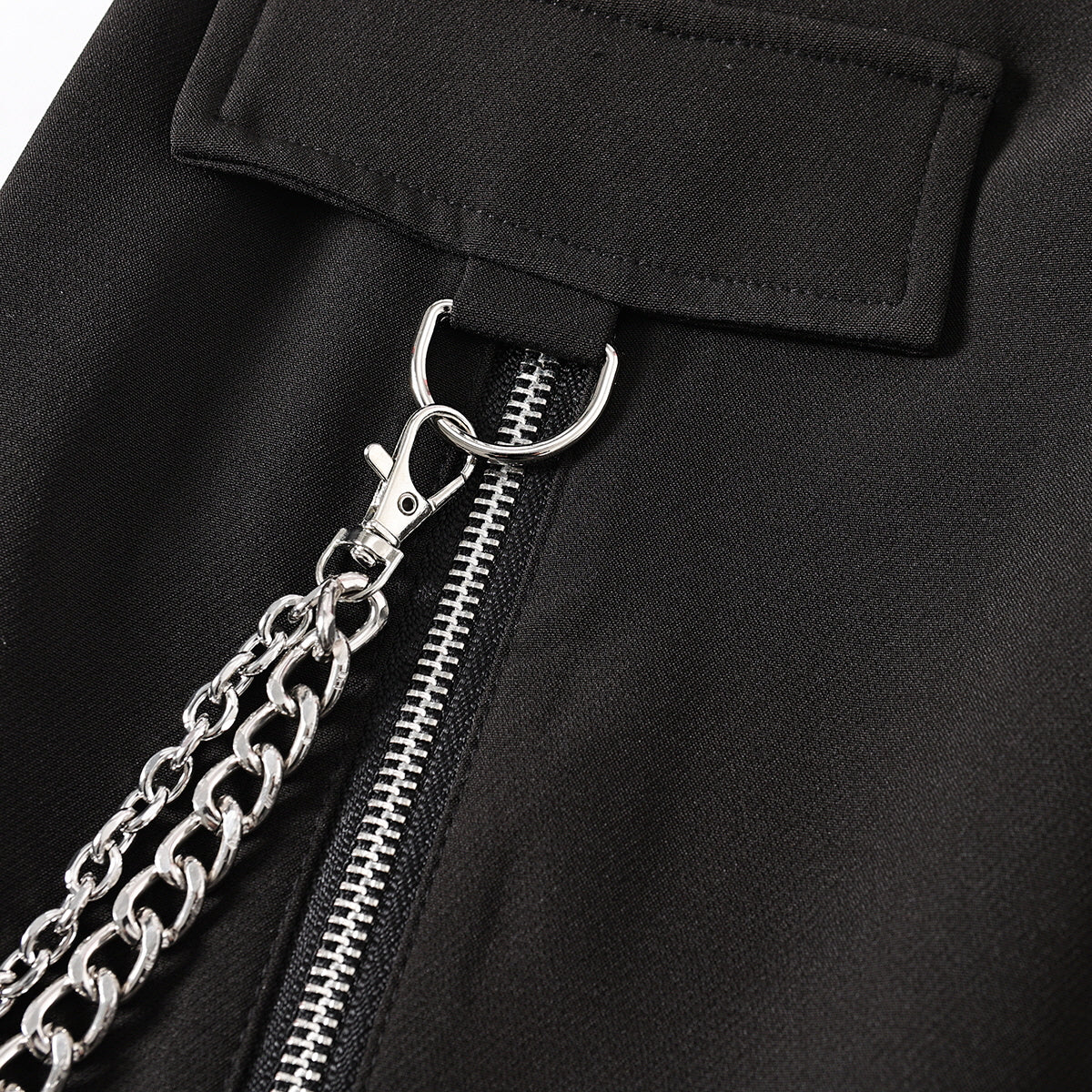 Chain-Detail Double Zip Skirt