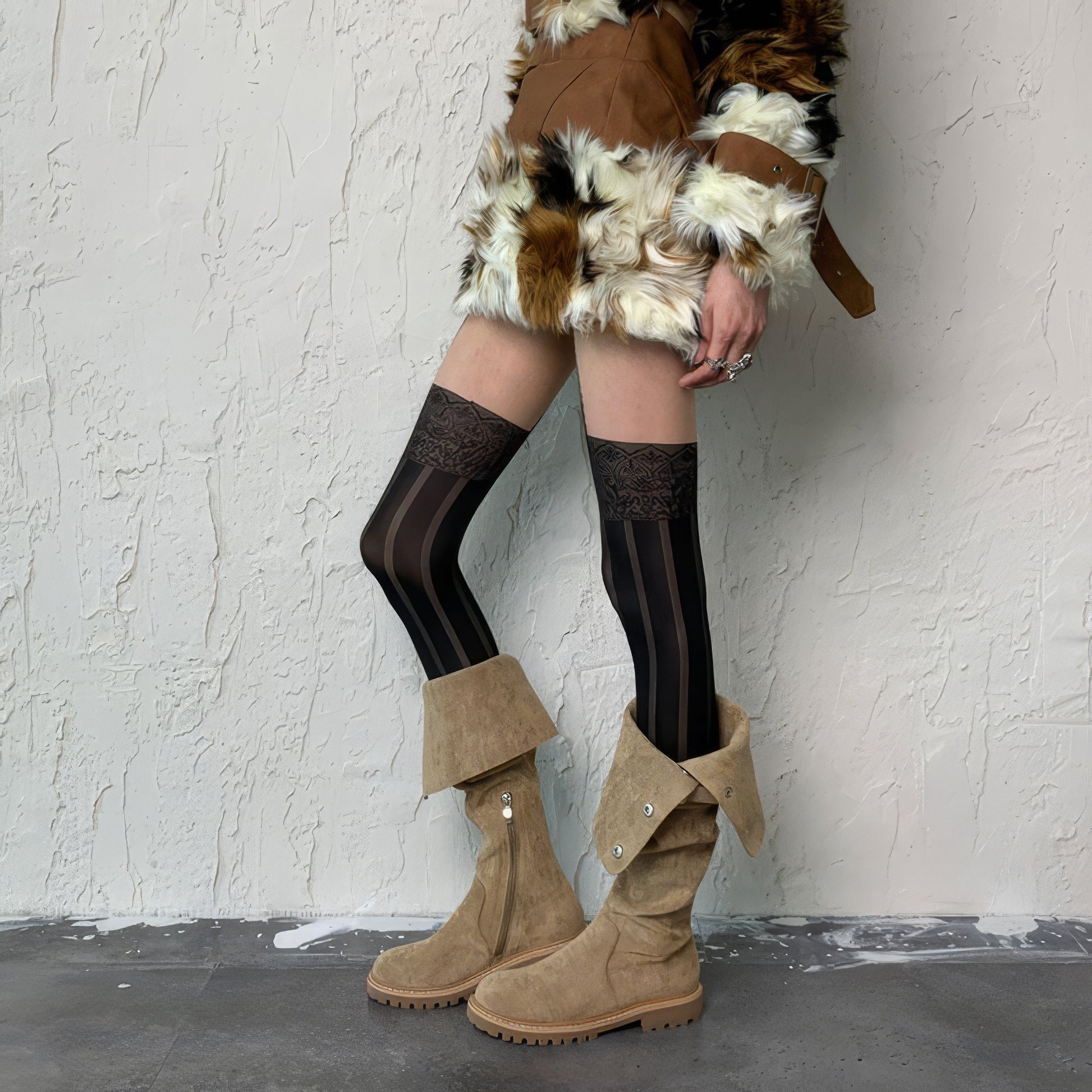 Vintage Lace Pattern Garter Tights