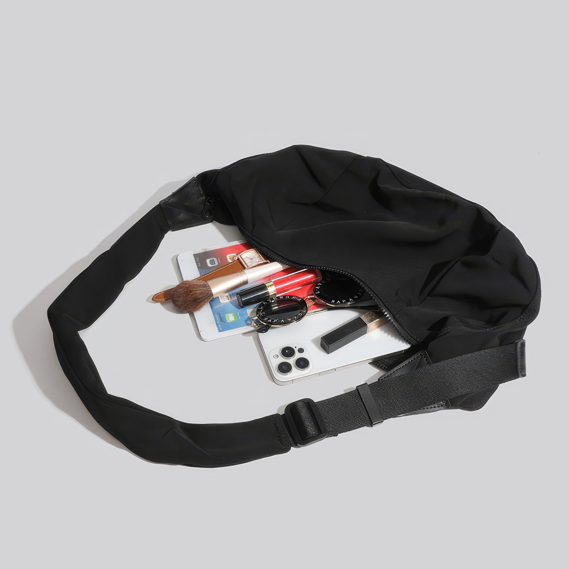 Curved Nylon Sling Shoulder Bag